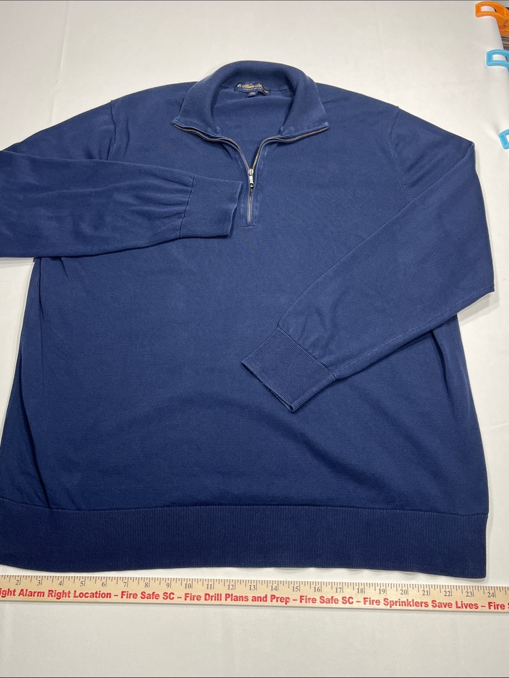 Brooks Brothers Supima‎ Cotton 1/4 Zip Pullover Sweater Men XXL Blue Long Sleeve